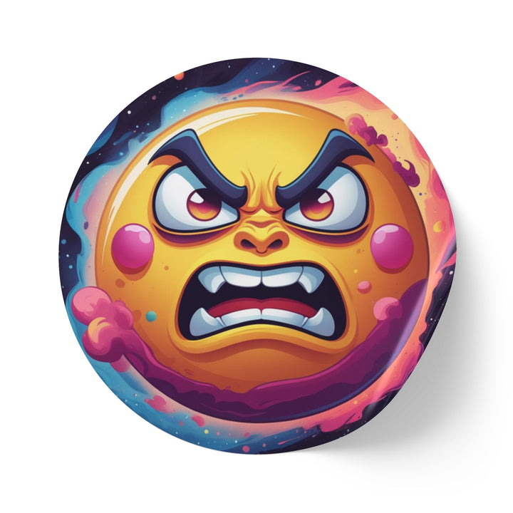 Round Sticker Label Roll – Angry Sun Space Theme, Durable, Fun & Glossy