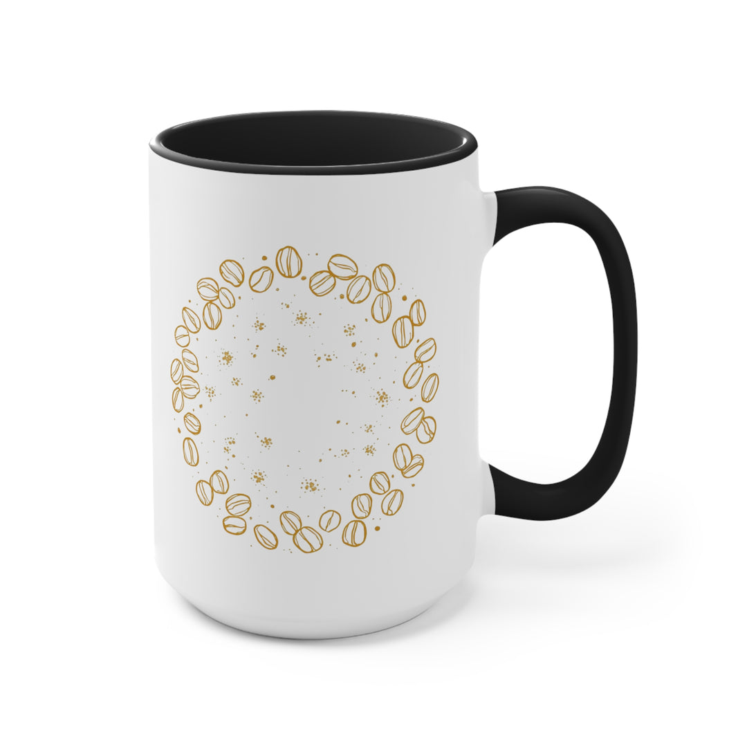 Custom Accent Mug – Hand-Drawn Coffee Beans, Artistic Black Café Vibes