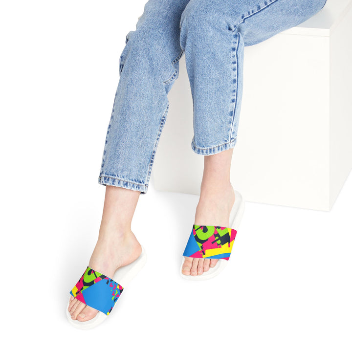 Women's Custom Neon Geometric Removable-Strap Sandals – 2-in-1 Urban Chic