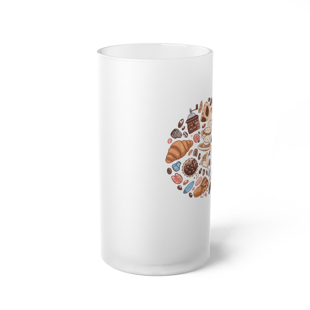 Frosted Glass Beer Mug – Cute Café Cartoon Design, 16oz Trendy Gift
