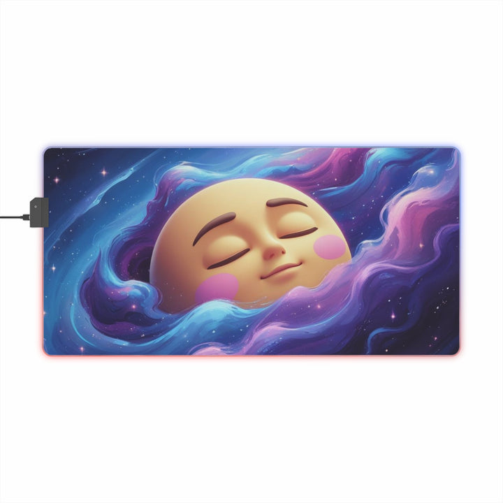 Galaxy LED RGB Gaming Mouse Pad – Cute Moon & Space Design, XL Glow