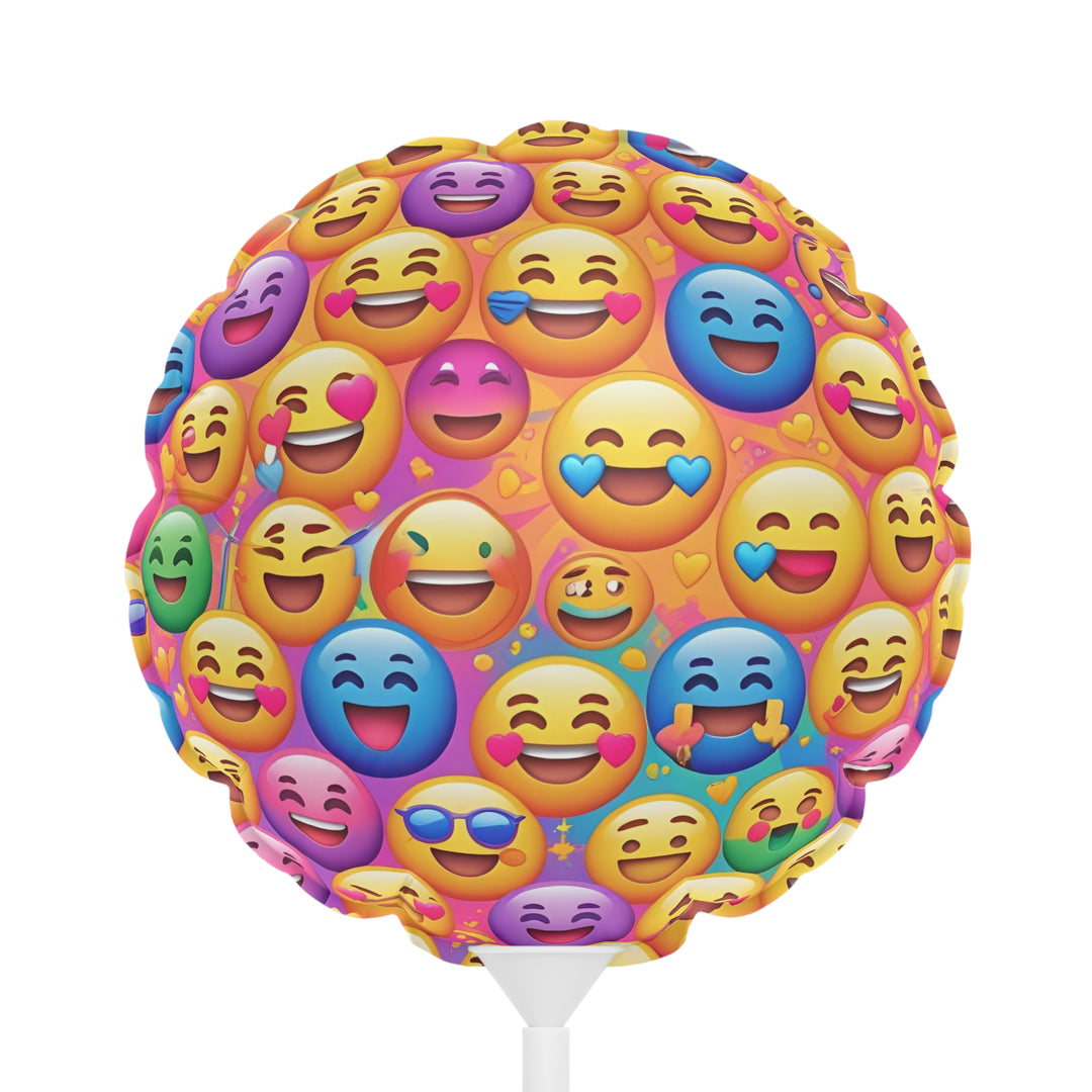 Joyful Emoji 6” Balloons – Heart & Round, Custom Party Decor, Matte Mylar