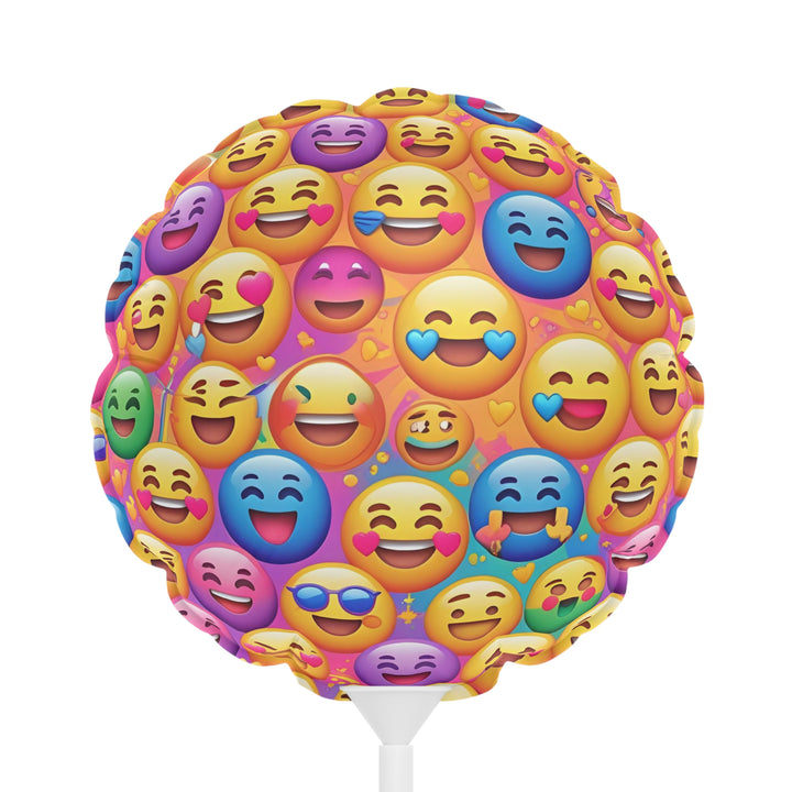 Joyful Emoji 6” Balloons – Heart & Round, Custom Party Decor, Matte Mylar