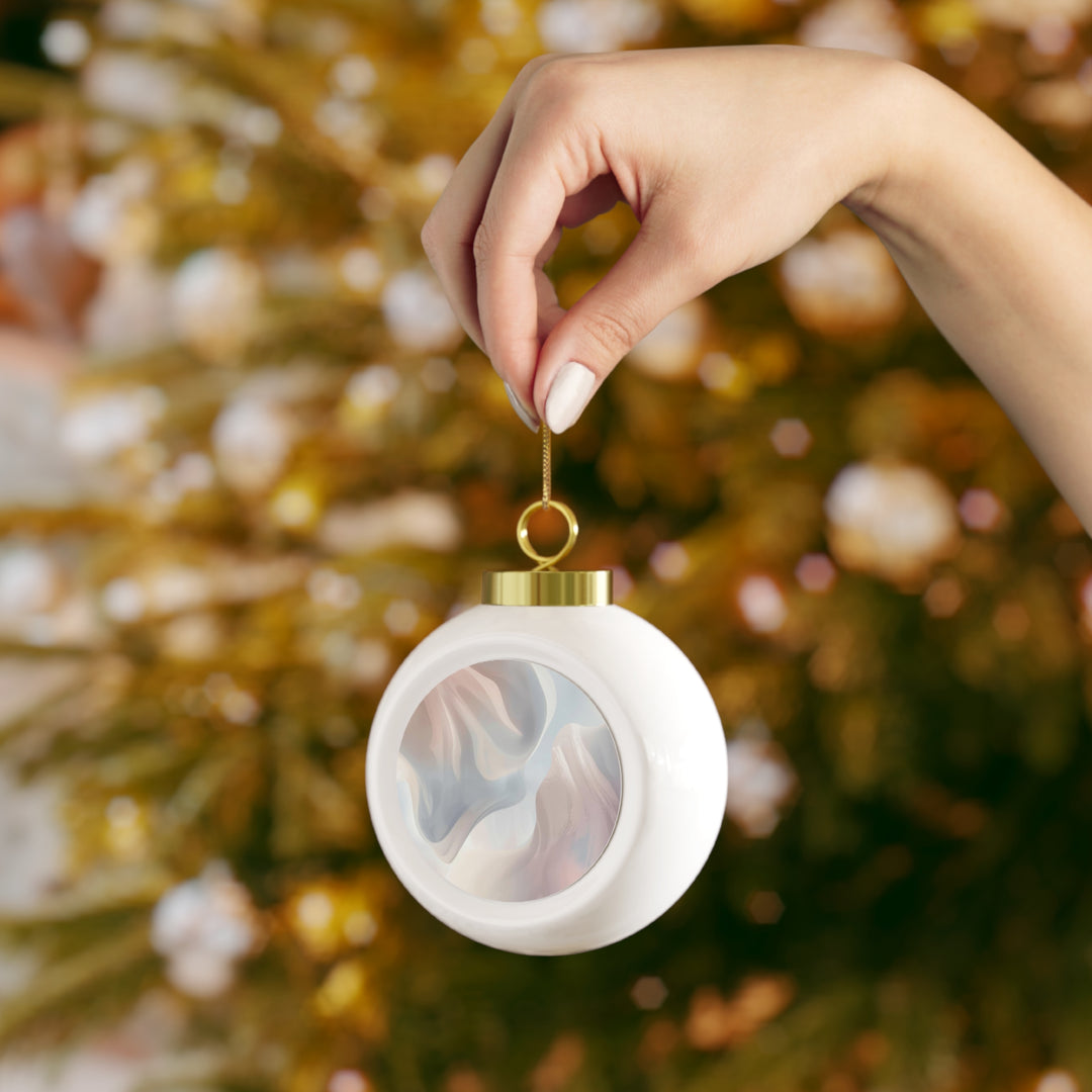 Personalized Pastel Holiday Ball Ornament – Modern Chic, Custom Gift Keepsake