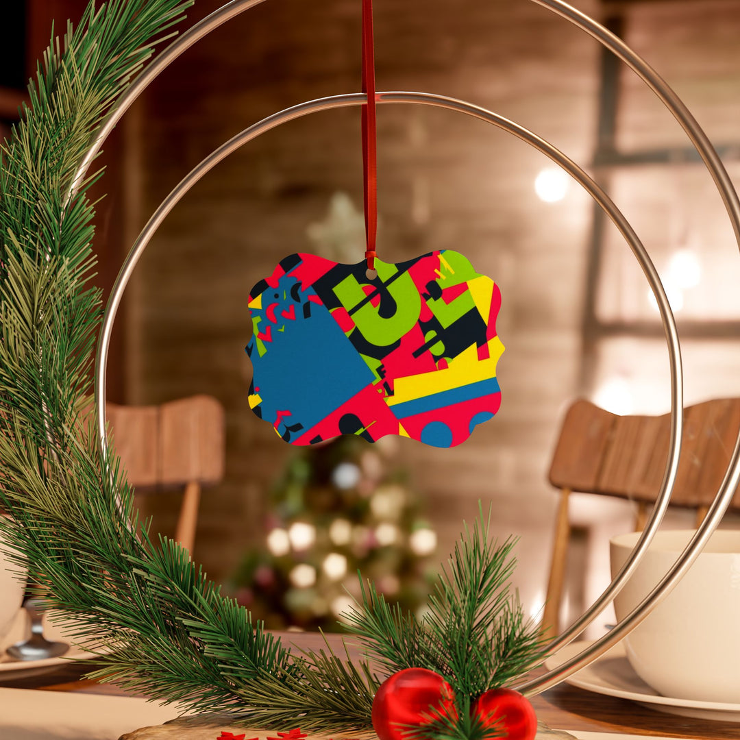 Personalized Aluminum Ornaments – Vibrant Abstract Geometric Design, 1–20pc