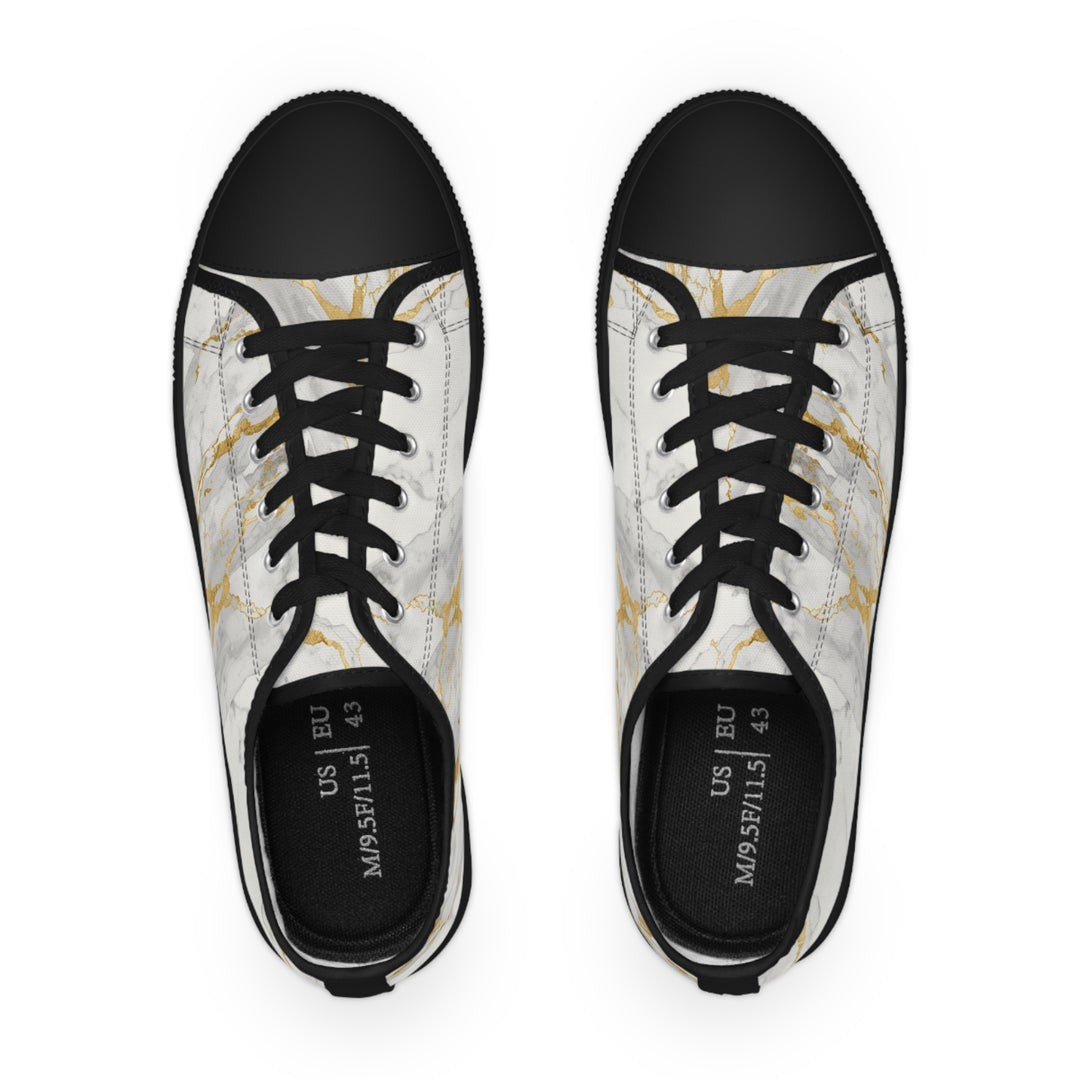 Custom Men’s Low Top Sneakers – Marble Gold Vein Design, Personalized & Stylish