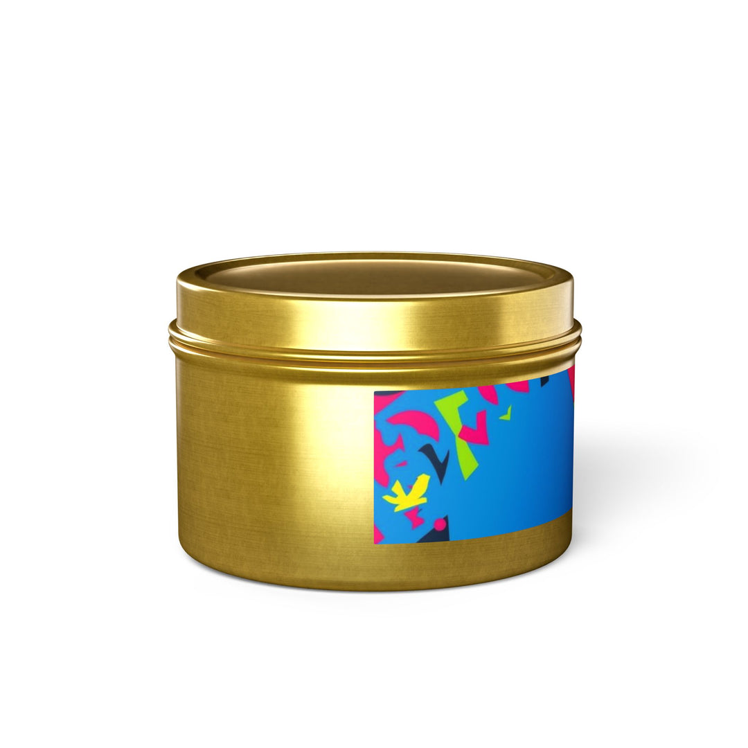 Custom Hand-Poured Tin Candles – Bold Abstract Neon Design, Eco-Friendly