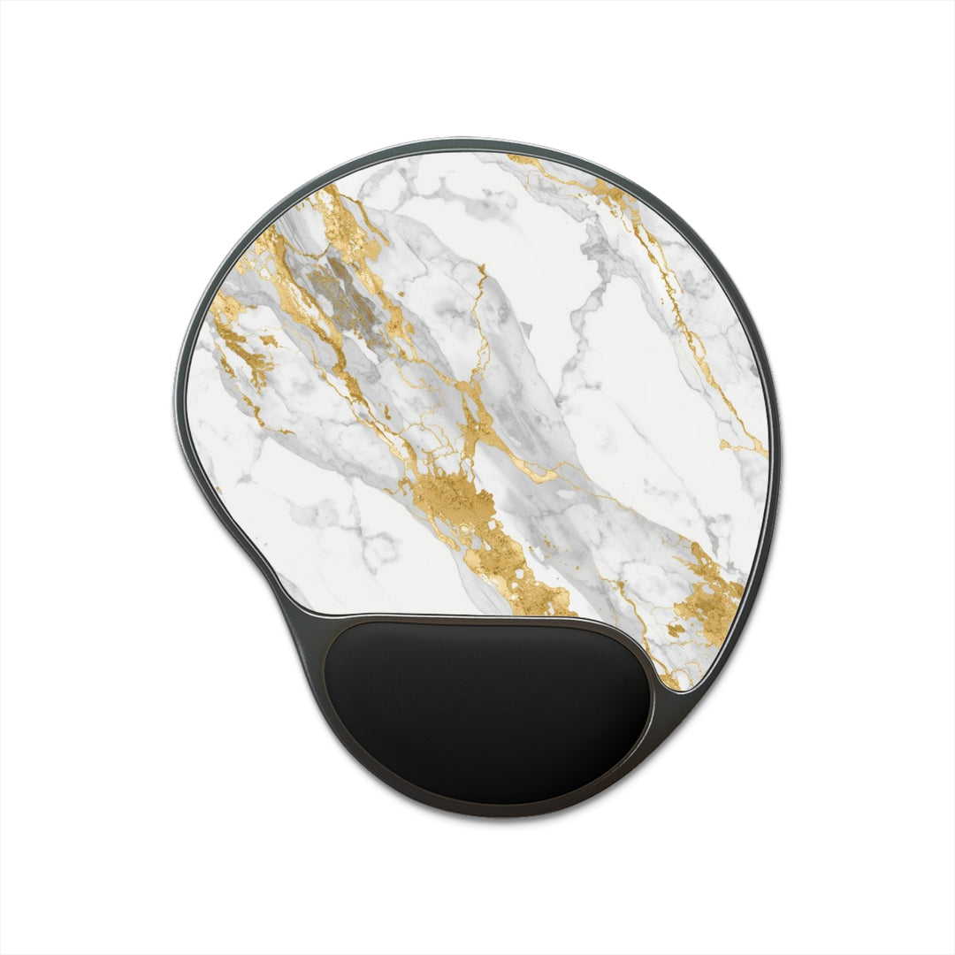 Ergonomic Marble Mouse Pad with Memory Foam Wrist Rest – Gold Luxe Comfort