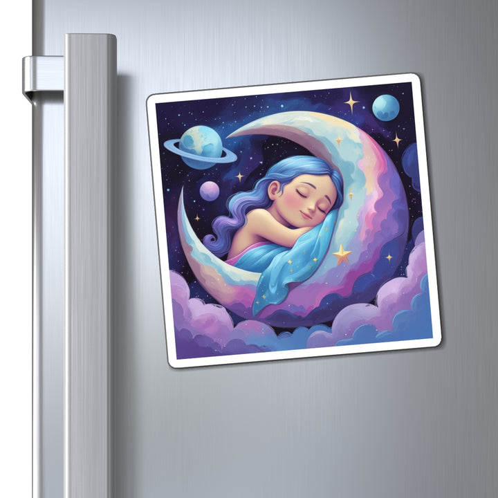 Sleepy Moon Girl Magnet – Dreamy Custom Decor for Home & Office
