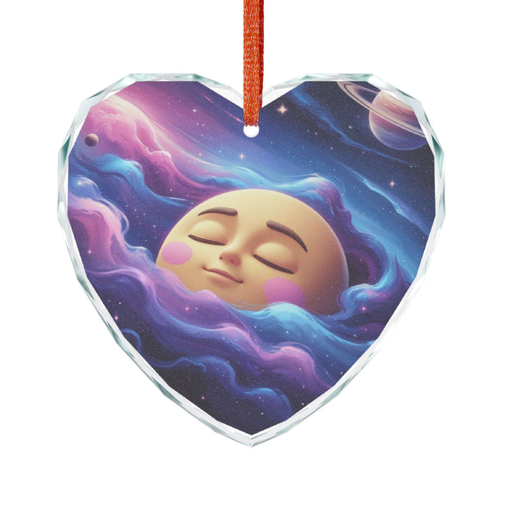 Galaxy Moon Crystal Glass Ornament – Cute Space Decor, Whimsical Charm