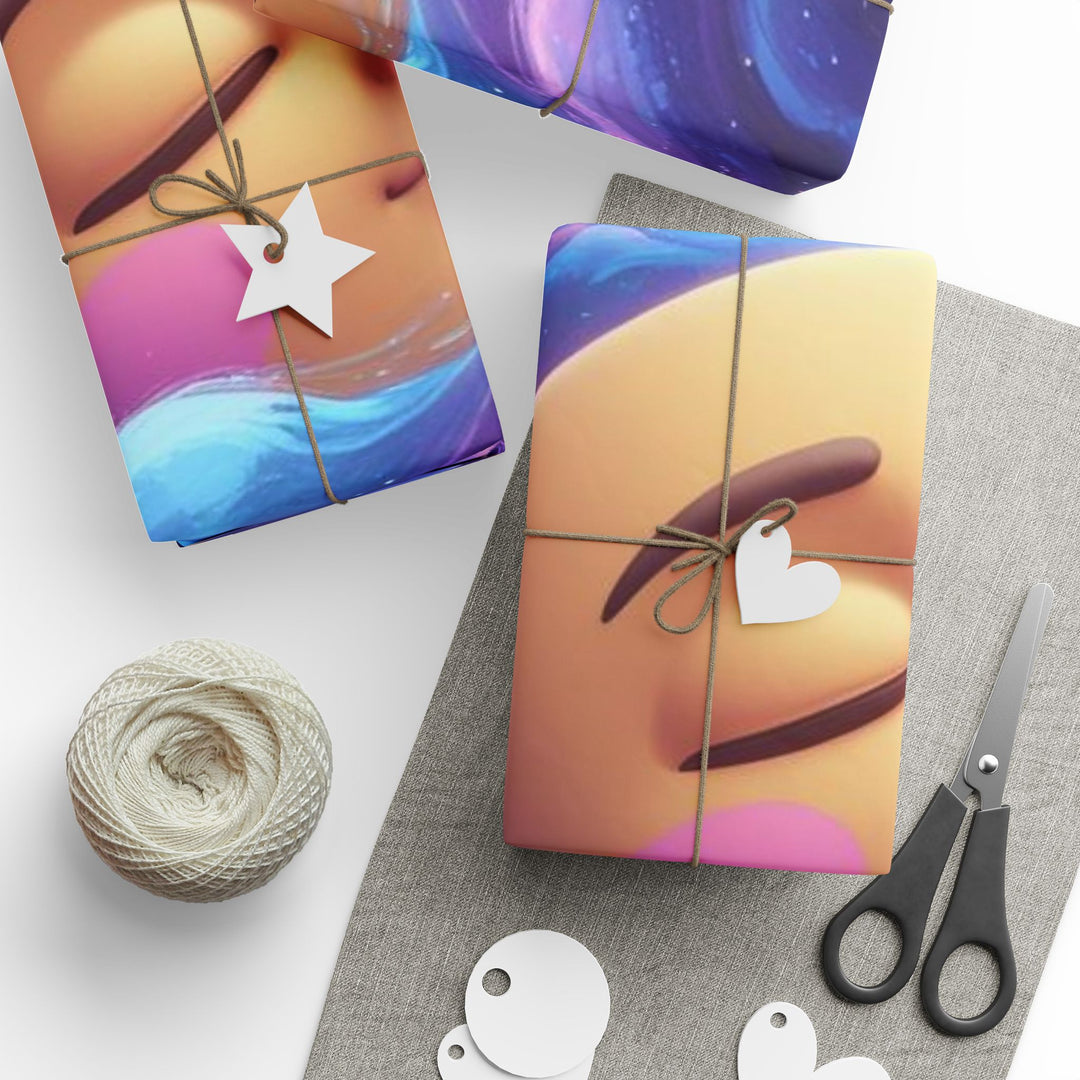 Custom Galaxy Wrapping Paper – Cute Smiling Moon, Premium Eco Gift Wrap