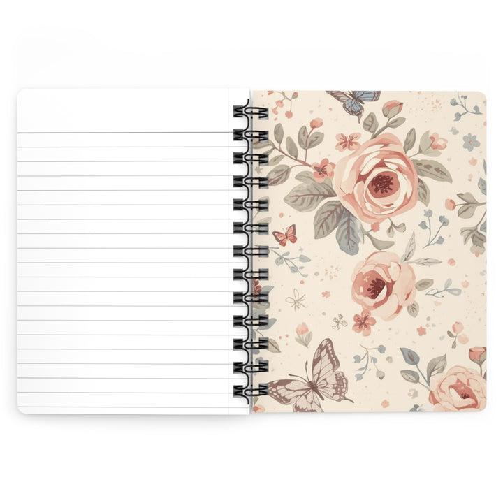 Spiral Bound Floral Journal – Vintage Roses, Pastel Butterflies, Customizable