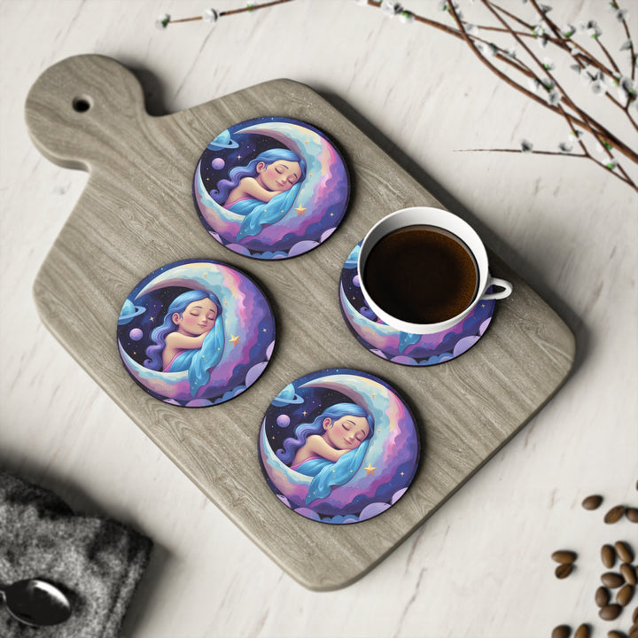 Dreamy Celestial Girl & Moon Coasters – Stylish, Durable, Unique Decor