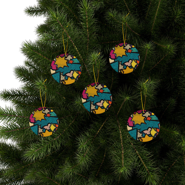 Custom Pop Art Double-Sided Ceramic Ornaments – Comic Book Fun (1/3/5/10pcs)