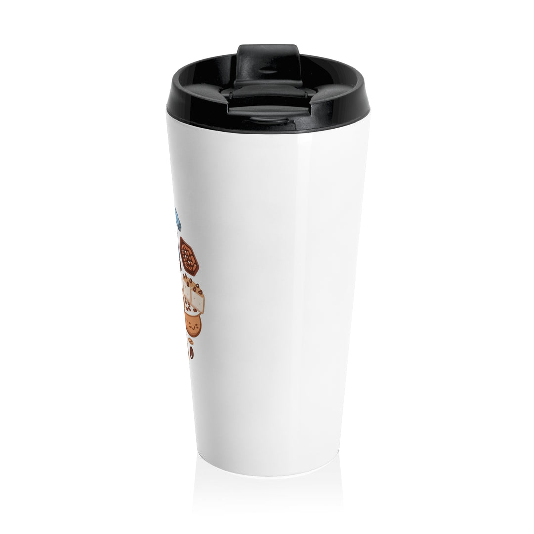 Whimsical Café Stainless Steel Travel Mug – Insulated, Spill-Proof, 15oz