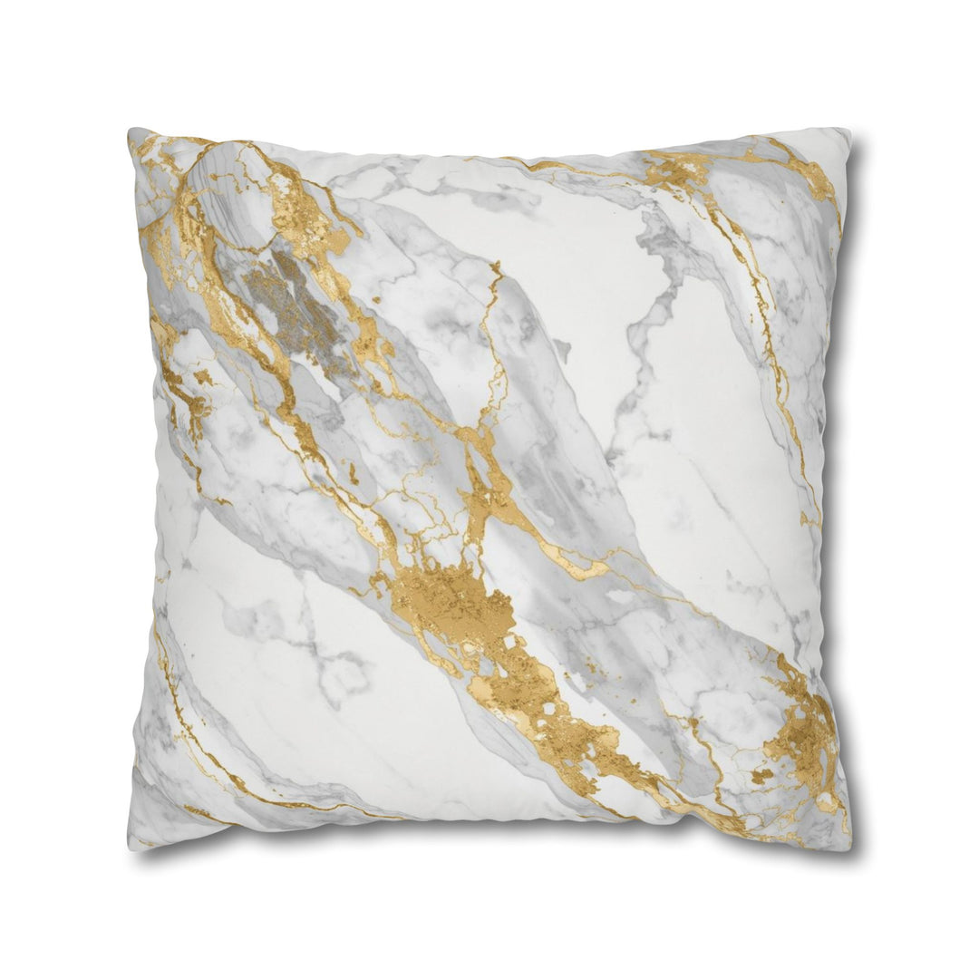 Marble Luxe Poly Canvas Pillowcase – Gold & Grey Modern Glam Decor Cover