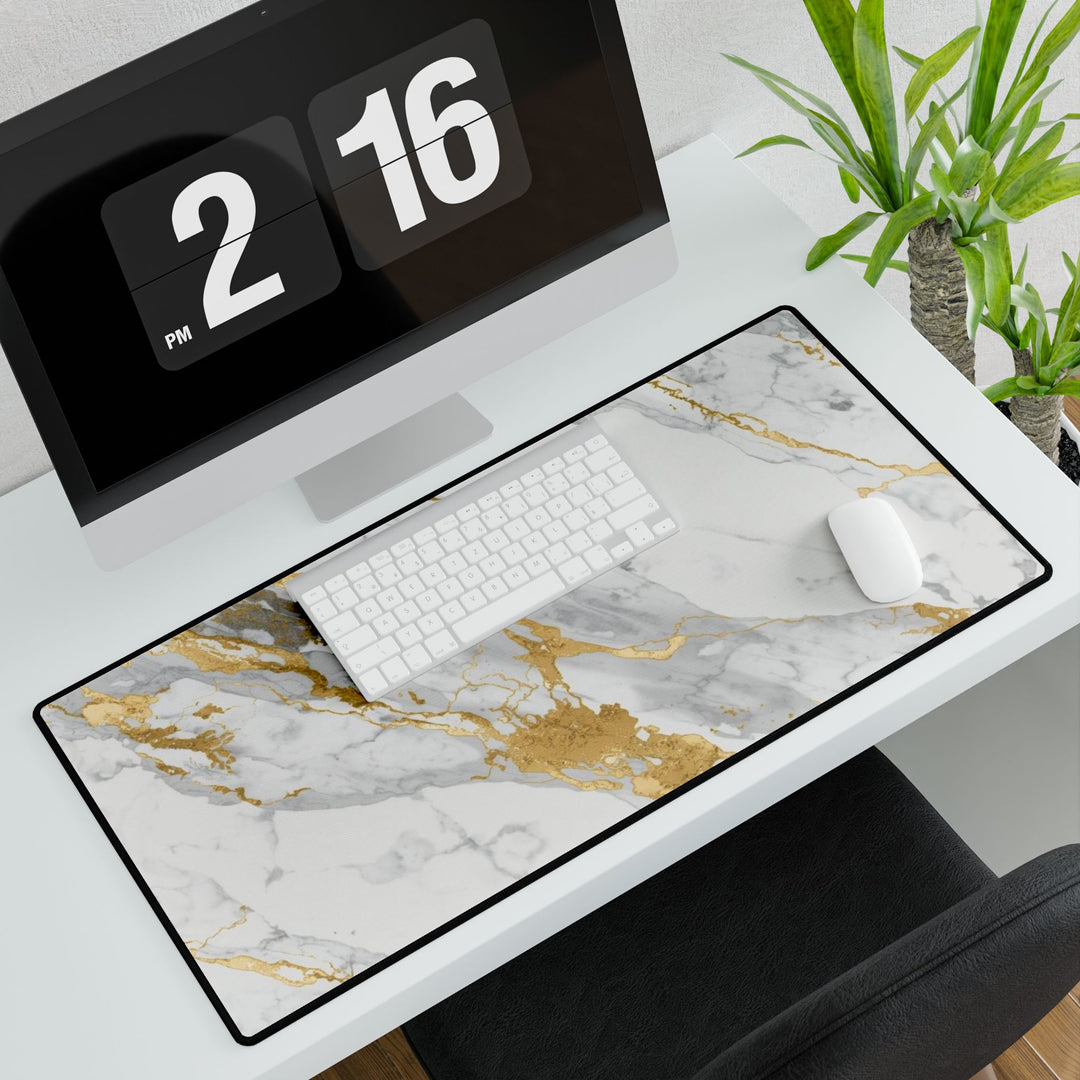 Luxury Marble Gold Desk Mat – Modern Anti-Slip, Waterproof Workspace Pad