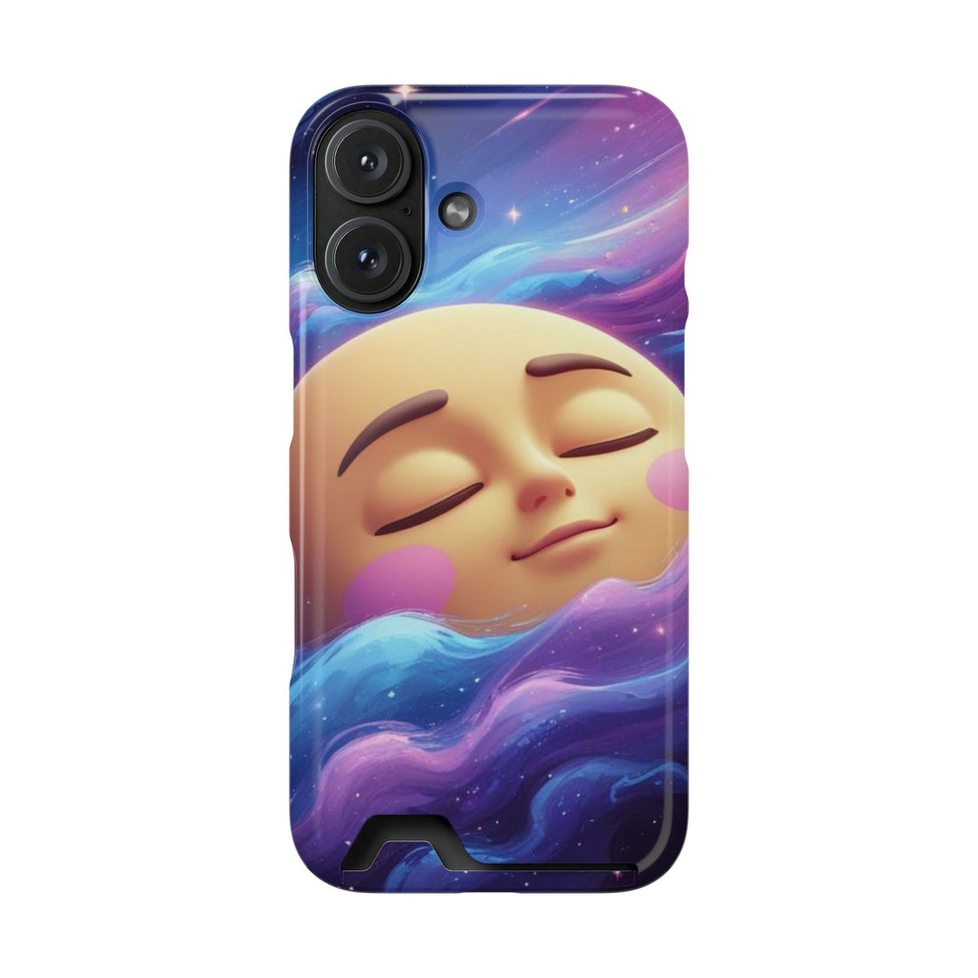 Galaxy Moon Phone Case With Card Holder – Cute Celestial Wallet Case