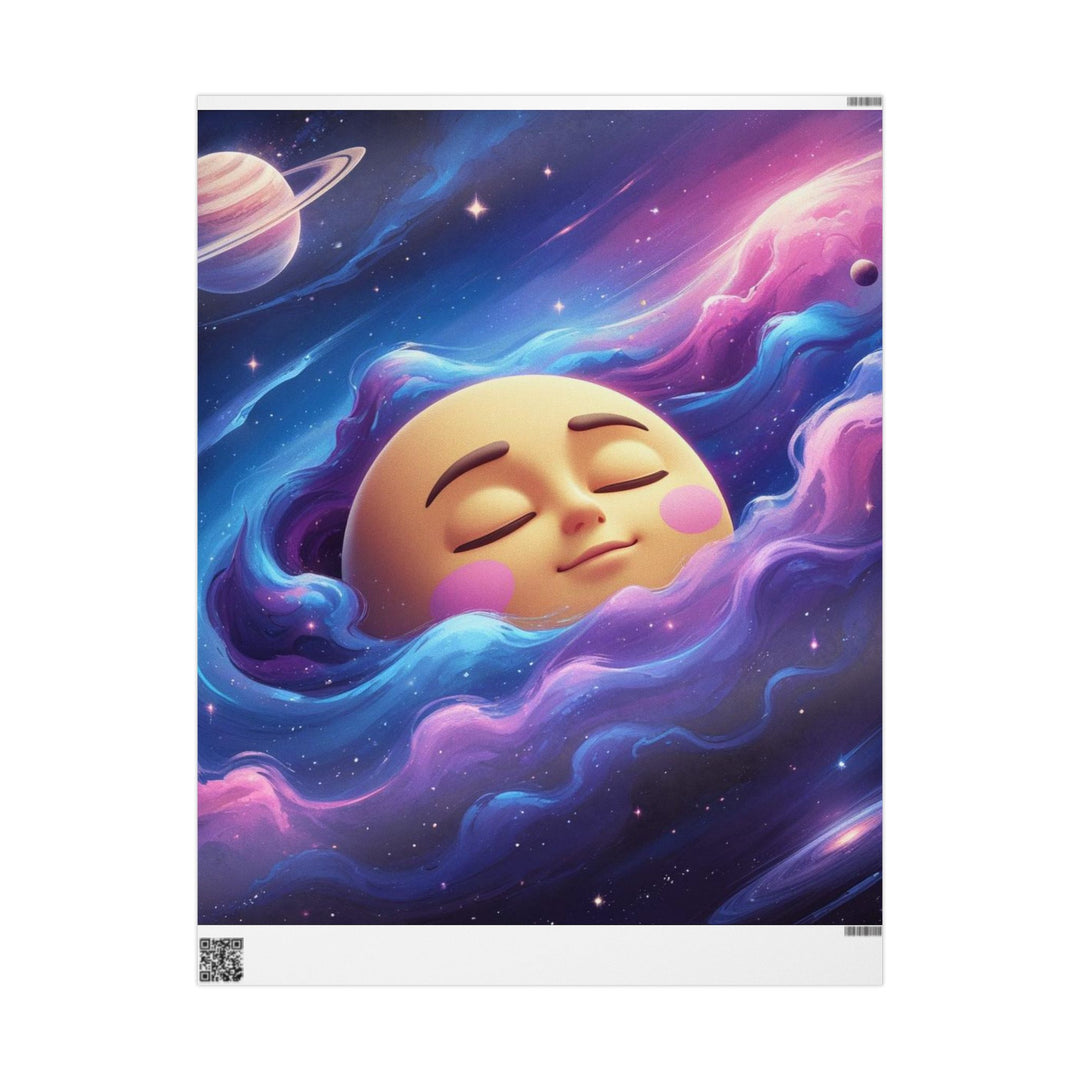 Custom Galaxy Wrapping Paper – Cute Smiling Moon, Premium Eco Gift Wrap