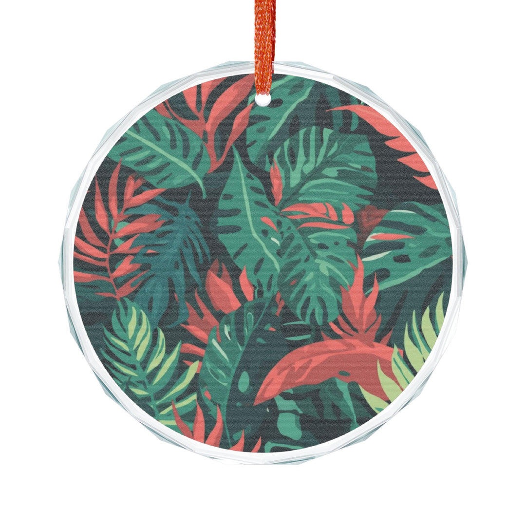Crystal Glass Ornament – Tropical Leaf Jungle, Modern Vibrant Decor Gift