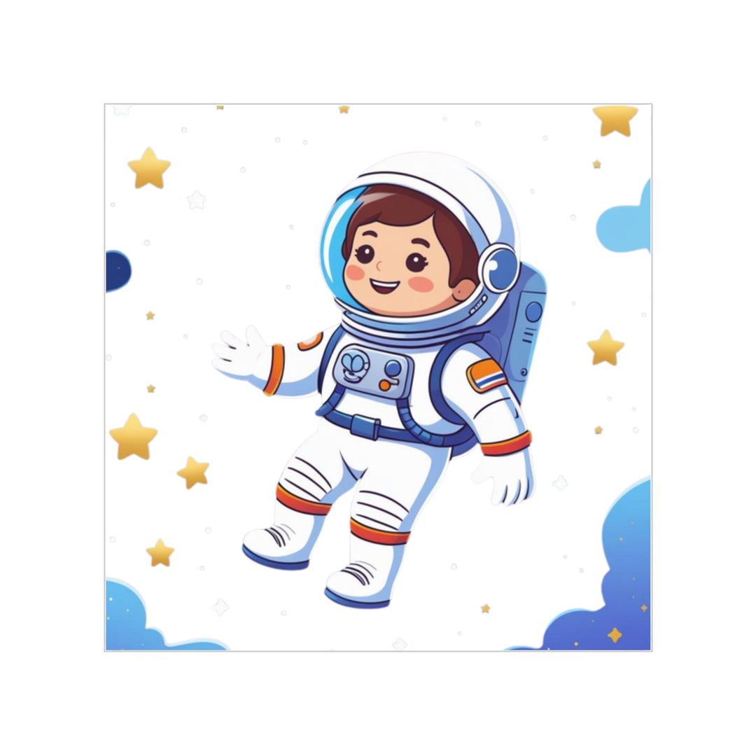 Space Astronaut Transparent Square Outdoor Sticker – Cute Kids Cartoon Decal