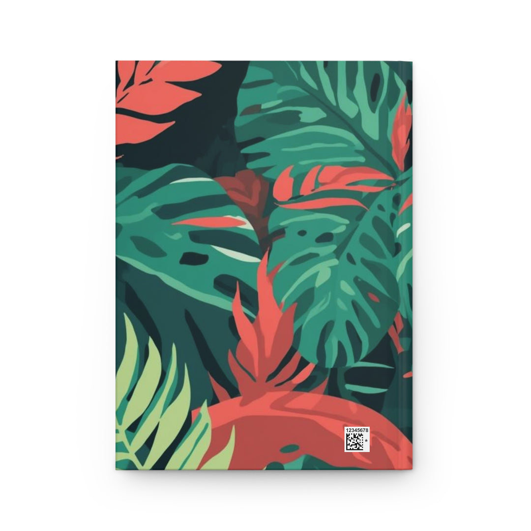 Vibrant Tropical Matte Hardcover Journal – Custom Jungle Leaf Design, 150 Pages