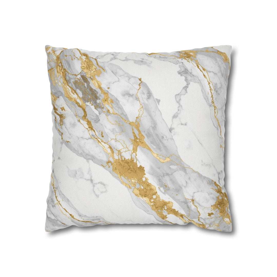 Spun Polnoter Marble Square Pillowcase – Luxe Modern Gold & Grey Accent