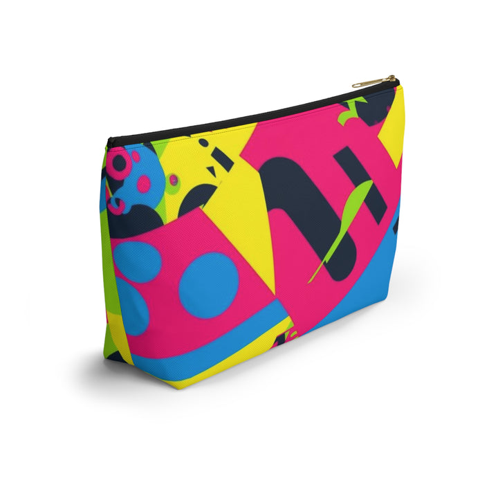 Chic Neon Geometric T-Bottom Accessory Pouch – Bold Modern Organizer