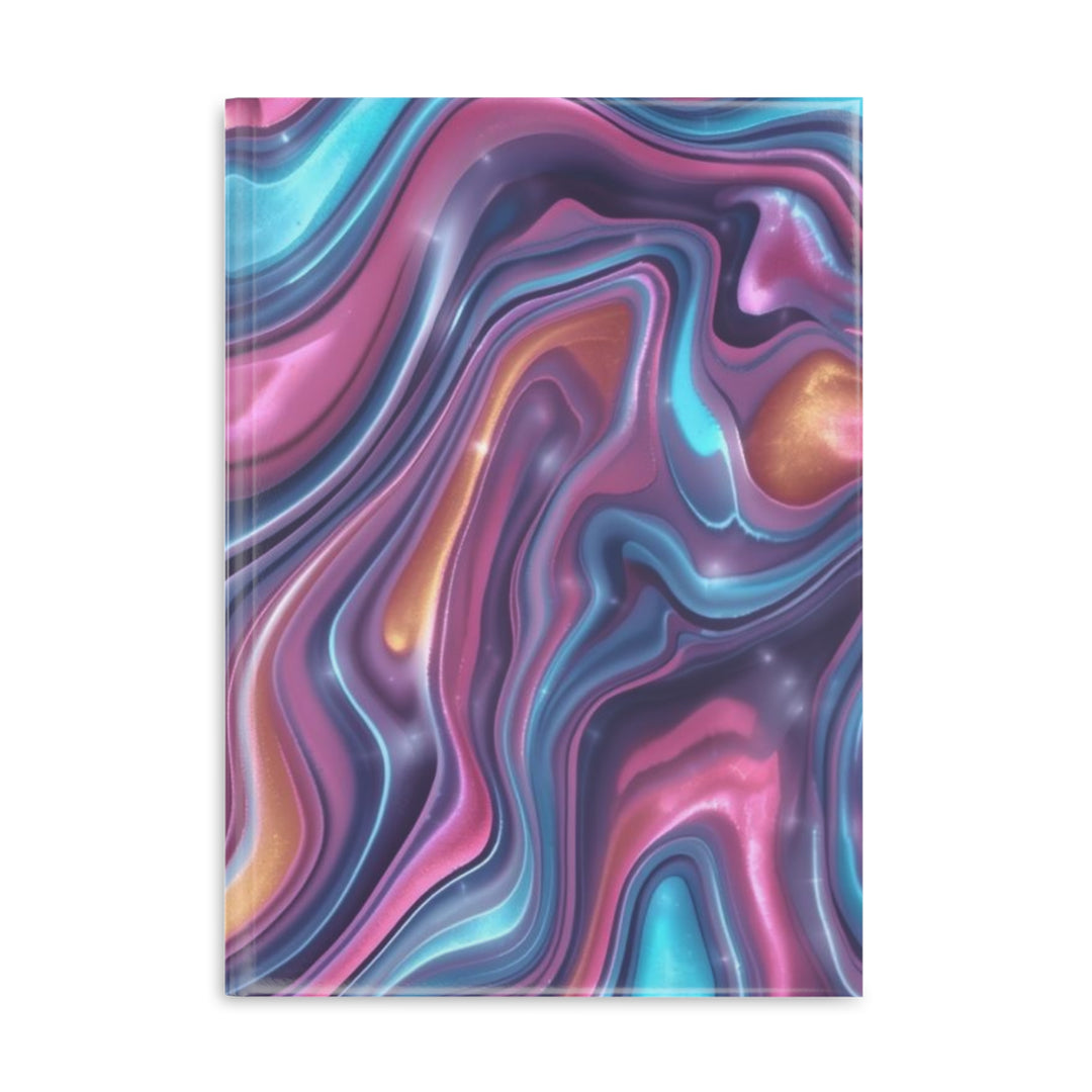 Hardcover Puffy Notebook – Luxe Iridescent Marble Swirl, Customizable, A4/A5/B5