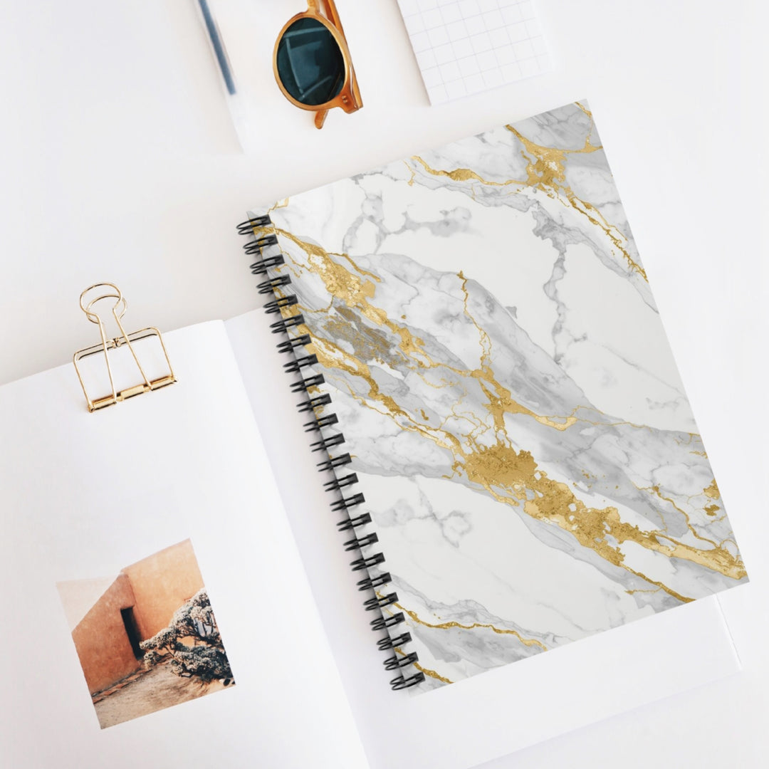 Marble Gold Spiral Notebook - Ruled, Chic Modern Luxury, 6"x8" Stationery
