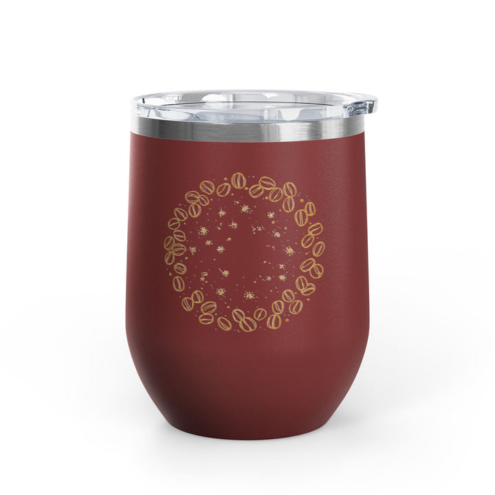 12oz Stainless Steel Wine Tumbler – Coffee Art, Insulated, Spill-Proof