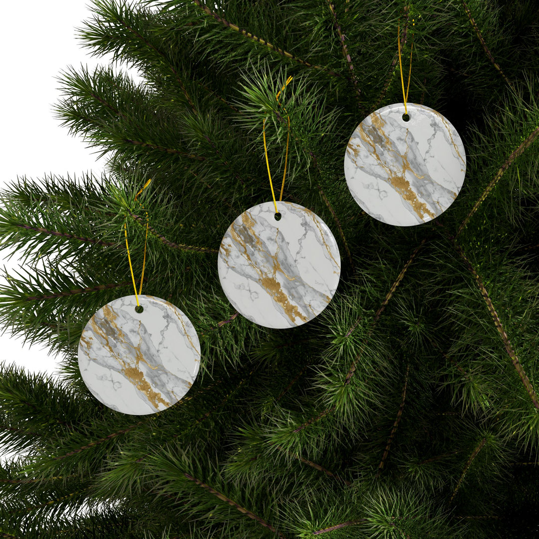 Custom Marble Gold Double-Sided Ceramic Ornaments – Luxe, Modern Decor