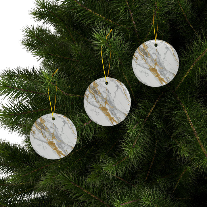 Custom Marble Gold Double-Sided Ceramic Ornaments – Luxe, Modern Decor