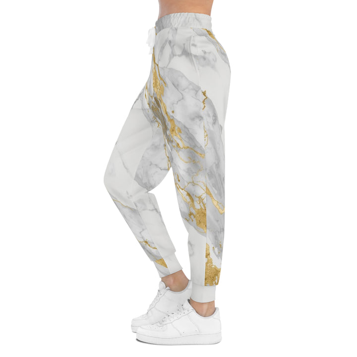 Marble Gold Athletic Joggers – Luxe All-Over Print, Modern Comfort Fit
