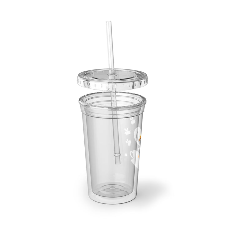 Suave Acrylic Cup – Pastel Teacup & Bees Design, 16oz, Double-Wall, Cute & Durable