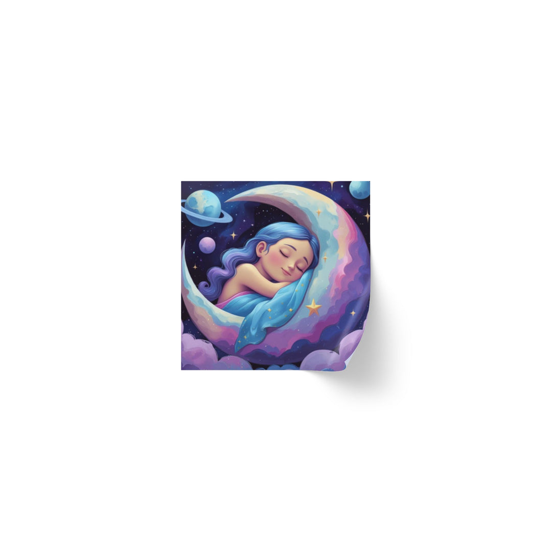 Dreamy Moon Girl Square Sticker Roll – Cute Celestial Custom Labels