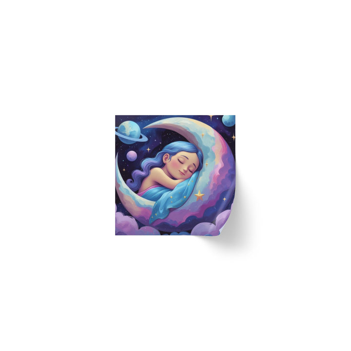 Dreamy Moon Girl Square Sticker Roll – Cute Celestial Custom Labels