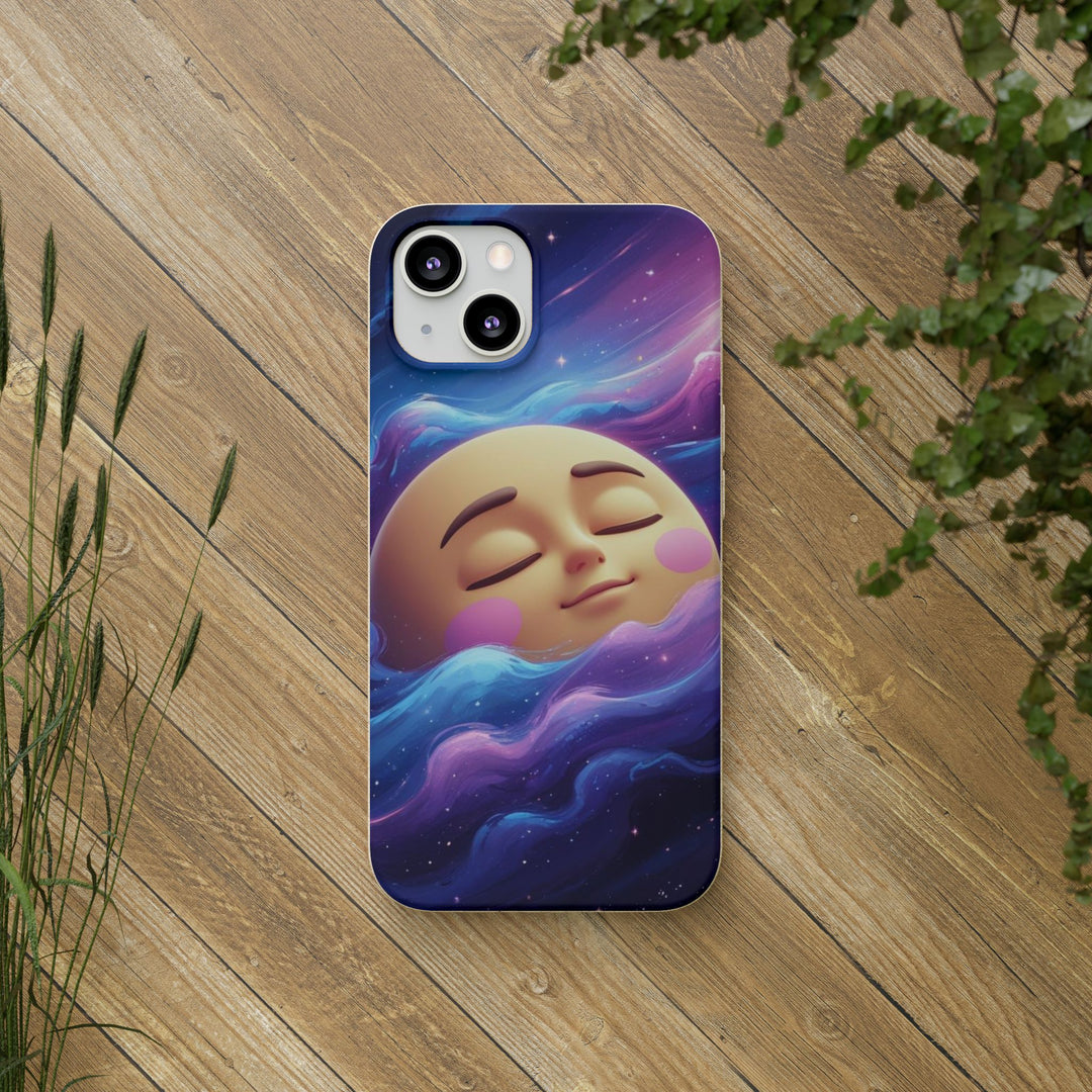 Dreamy Galaxy Biodegradable Phone Case – Eco-Friendly, Cute Moon Design