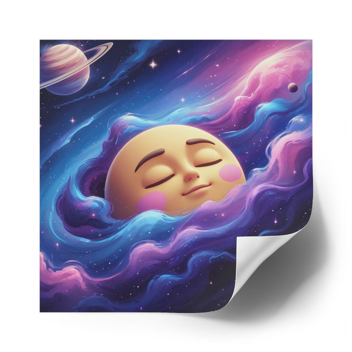 Dreamy Galaxy Moon Laminate Square Sticker – Waterproof, Scratch-Resistant