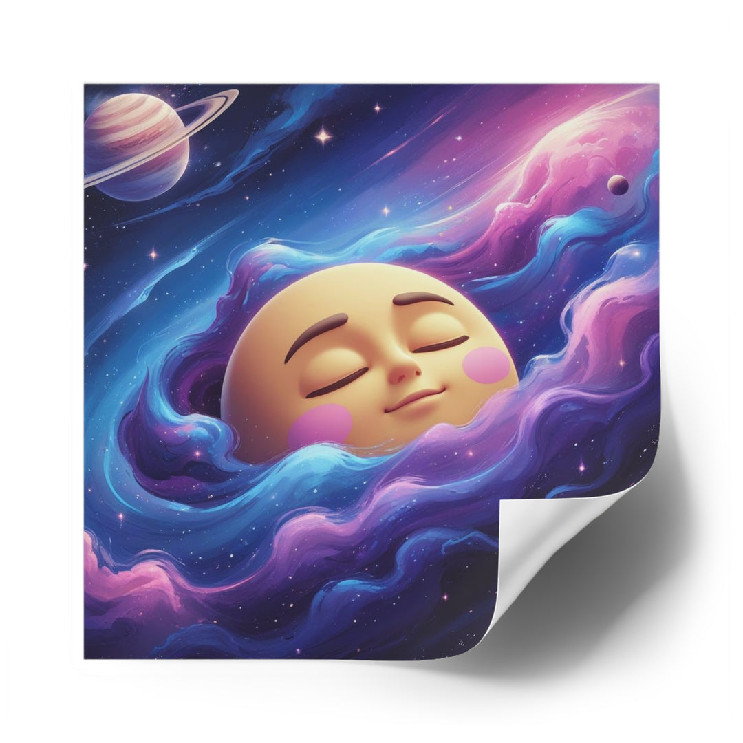 Dreamy Galaxy Moon Laminate Square Sticker – Waterproof, Scratch-Resistant
