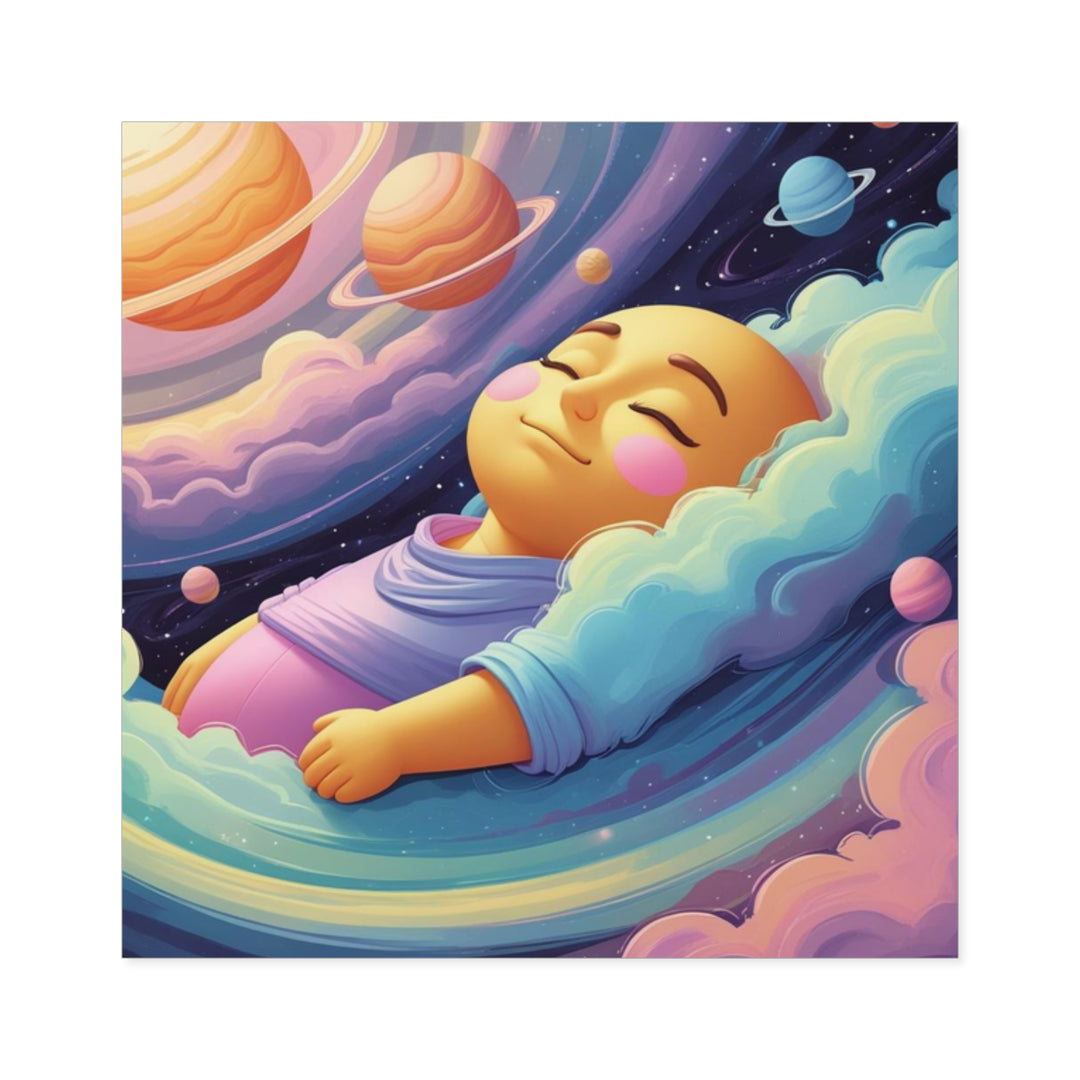 Cosmic Dream Baby Square Sticker – Waterproof Vinyl, Custom Indoor/Outdoor