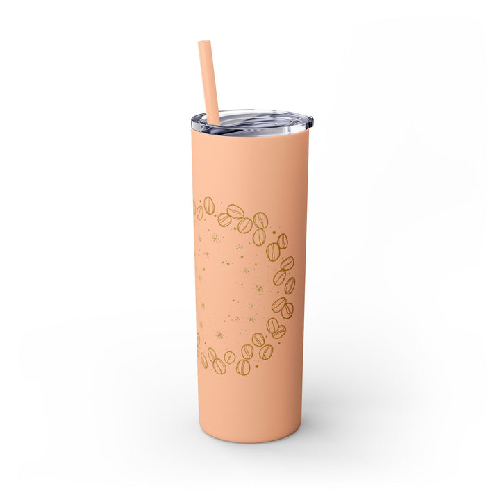 Coffee Lover’s 20oz Skinny Tumbler – Chic Hand-Drawn Beans & Straw