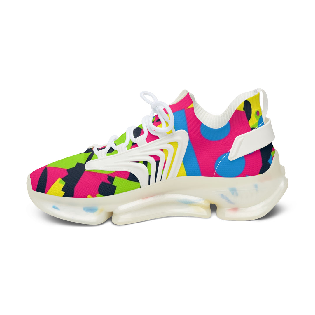 Women's Mesh Sneakers – Neon Abstract Street Style, Ultra Comfy, Modern