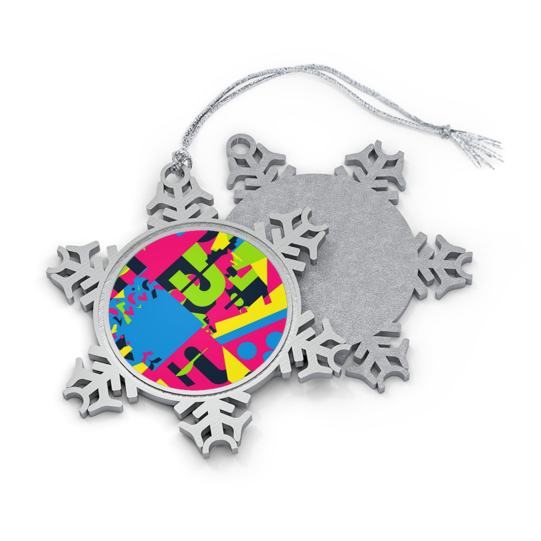 Custom Pewter Snowflake Ornament – Neon Geometric Holiday Gift Trend