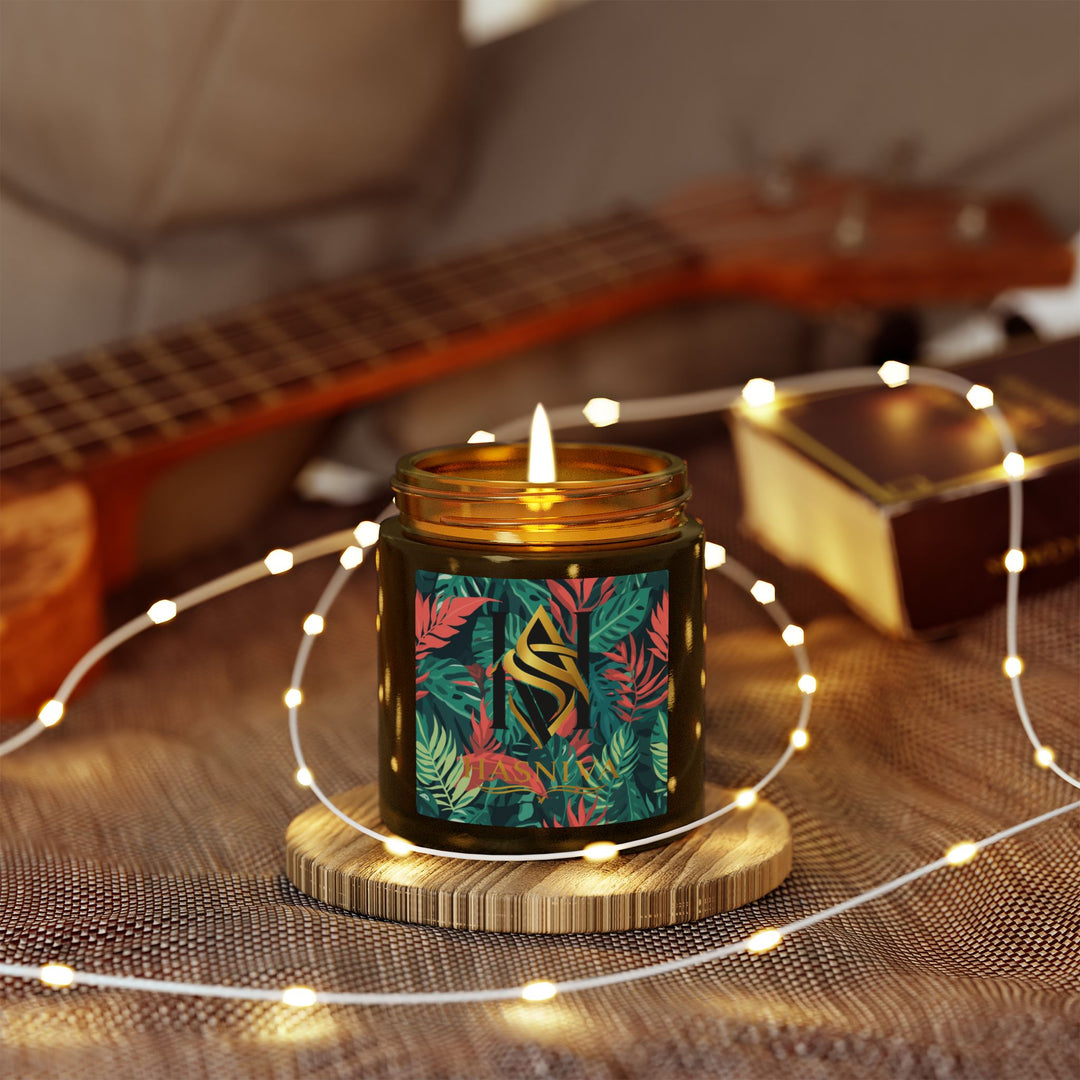 Hand-Poured Coconut Apricot Scented Candle – Tropical Leaf, 4oz/9oz