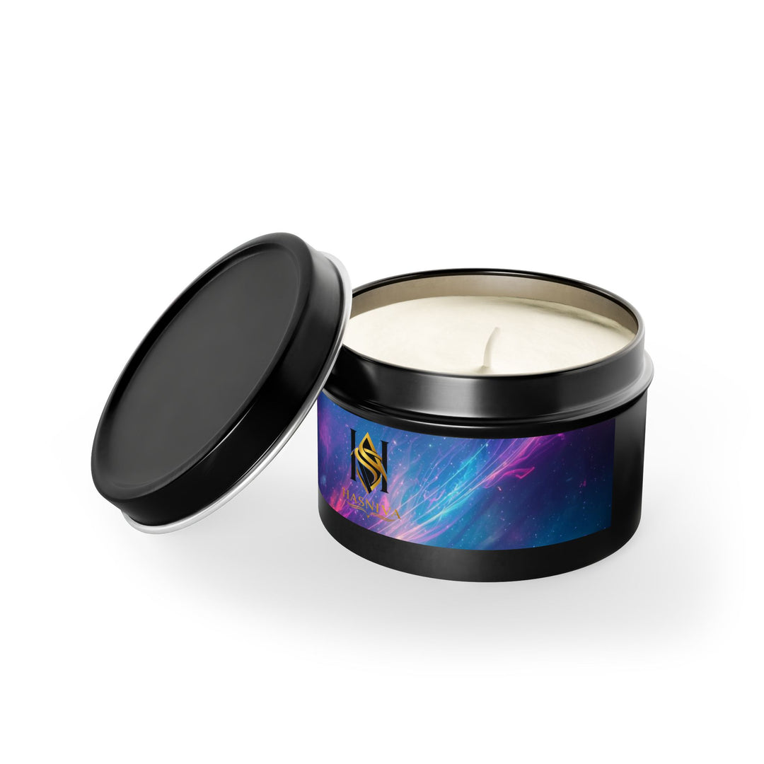 Cosmic Neon Hand-Poured Tin Candle – Custom Scents, Artisan & Travel-Friendly
