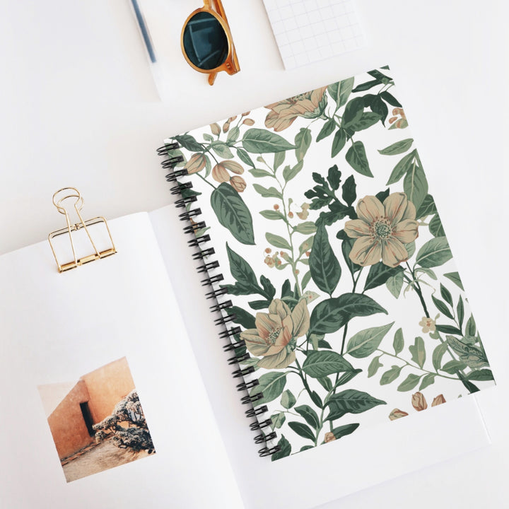 Vintage Floral Spiral Notebook - Ruled Line, Chic Botanical, 6x8, Premium