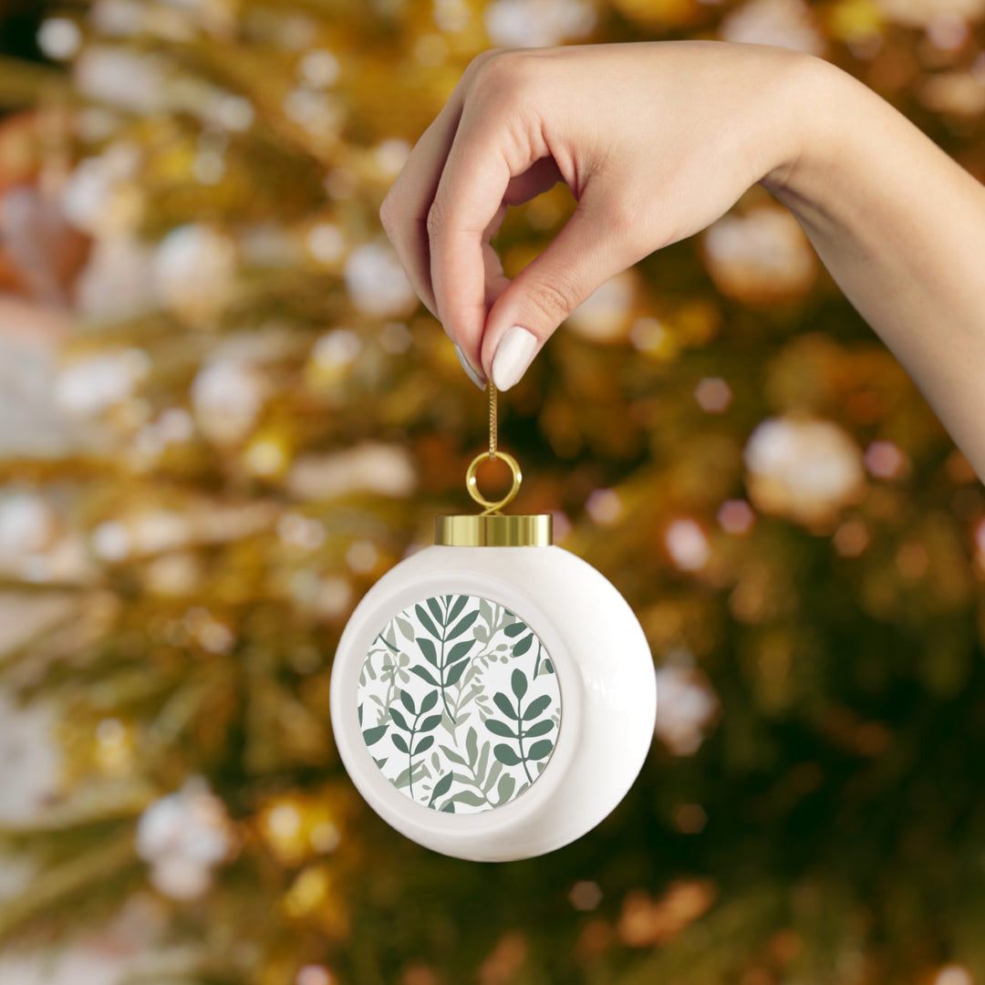 Custom Botanical Ball Ornament – Handcrafted, Modern Greenery Holiday Decor