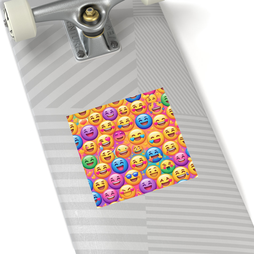 Vibrant Emoji Pattern Laminate Square Stickers – Durable, Fun & Trendy!