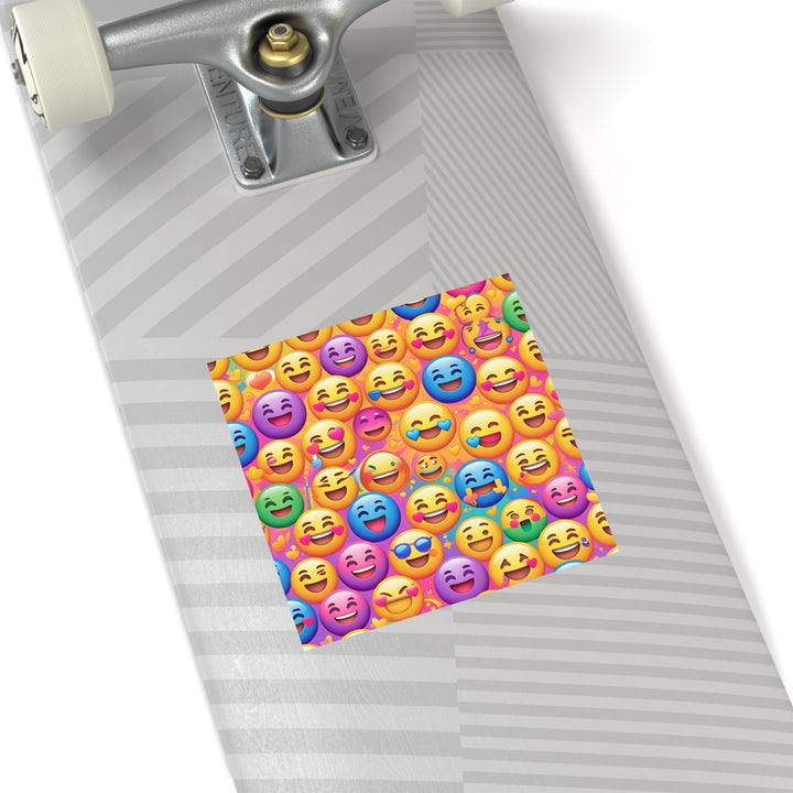 Vibrant Emoji Pattern Laminate Square Stickers – Durable, Fun & Trendy!